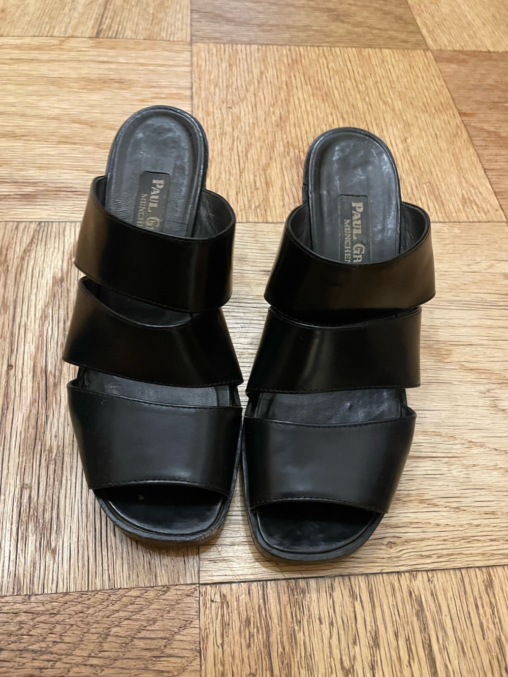Paul Green 3 strap leather mules size 7 US, 4.5 German